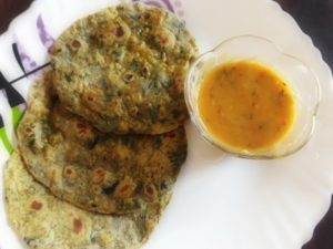 Do your kids run away from greens? You can conceal the nutritious greens yet feed them in the form of this classic Methi Palak Coriander Paratha.